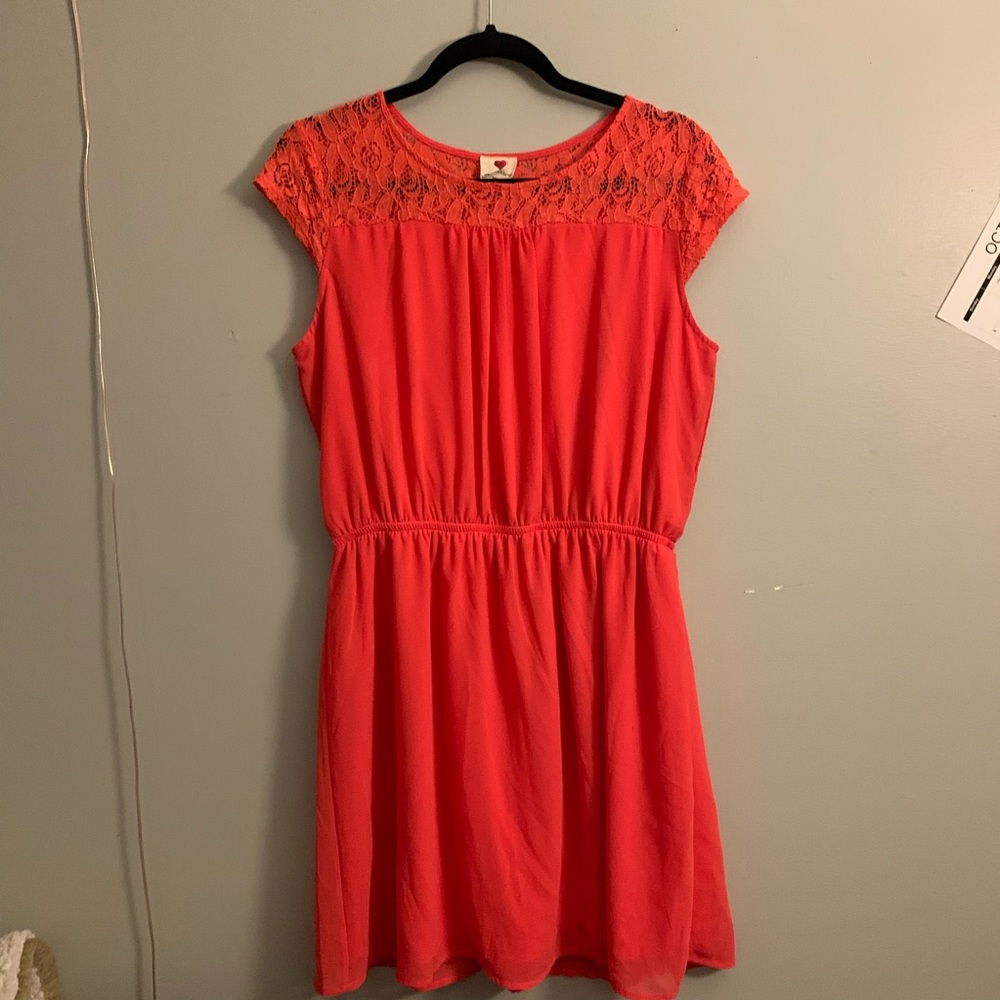 Coral Lace detailed dress